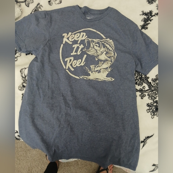 Blue Graphic T-Shirt with Fish Design - Picture 1 of 2